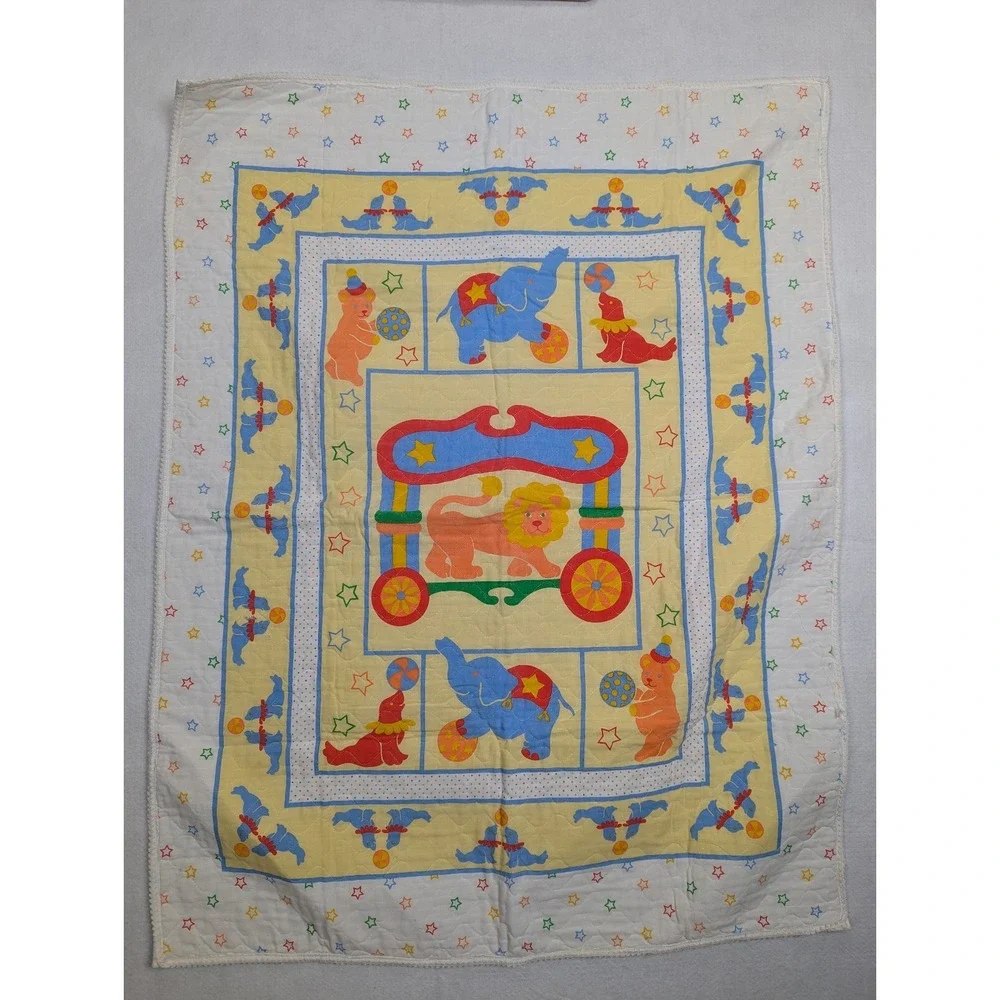 Baby Crib Quilted‎ Blanket Circus Theme Quilt